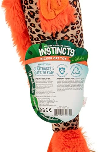 SmartyKat Instincts HappyNip Fin Frenzy Fish Kicker Crinkle Plush Cat Toy, Contains Catnip & Silvervine - Orange/Beige, One Size