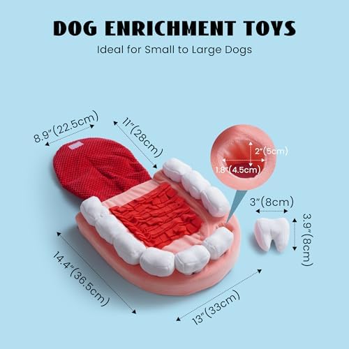 Nocciola Interactive Teeth Dog Toys – Enrichment Puzzle Funny Dog Toy for Small to Large Dogs, Hide and Seek Dog Toys to Keep Dogs Busy (White Teeth)