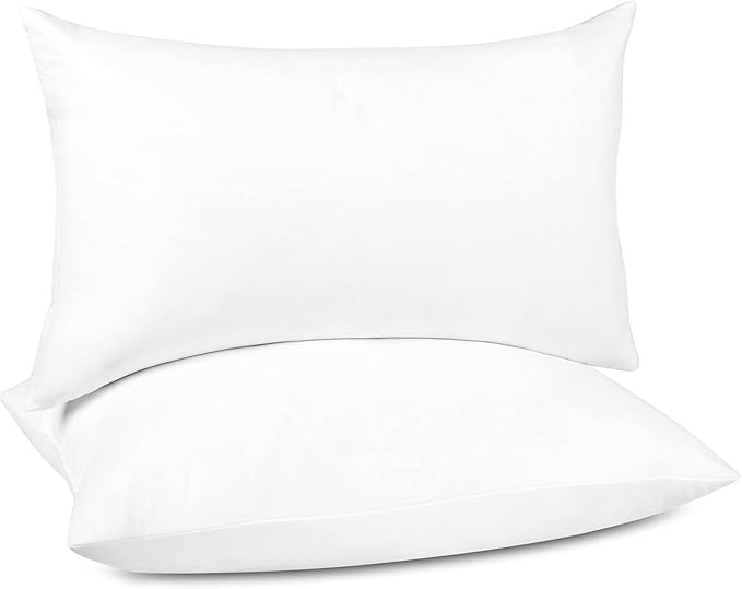 puredown® 16x24 Feather Down Pillow Inserts, Set of 2 Lumbar Pillow Inserts for or Bed Cushion Couch Sofa, Decorative Fluffy Pillow Inserts with Down-Proof Cover