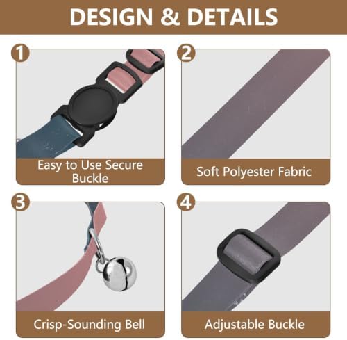 Pink Blue Gradient Cat Bell Collar 2 Pack Cat Collar Adjustable Length 10.6" to 17.1"
