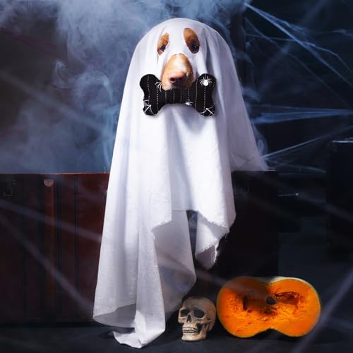 6 Pcs Halloween Dog Toys Bone Shaped Spooky Dog Chew Toys