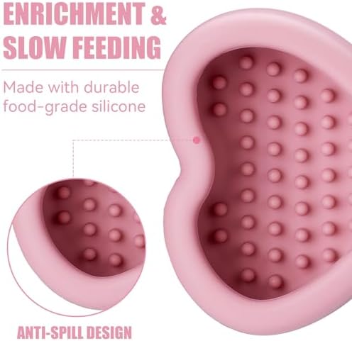 Lick Mat for Dogs, Animire Anti-Spilled Bow Tie Lick Bowls for Anxiety Relief, Silicone Slow Feeder Licking Pad with Suction Cups, Freezeable Dog Enrichment Toy for Boredom and Distraction(Pink,S)