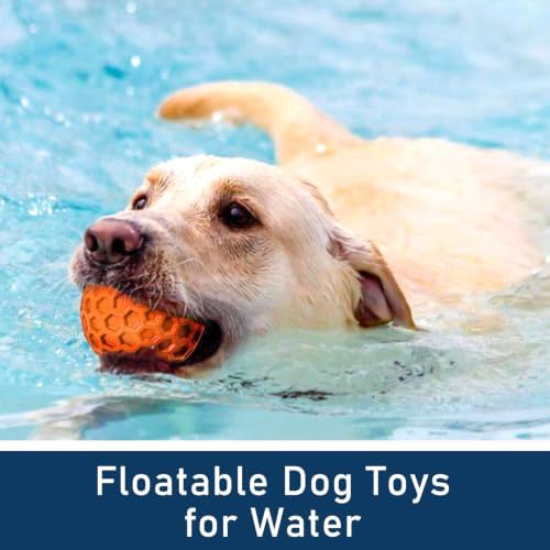 Indestructible Squeaky Dog Ball for Aggressive Chewers, Rubber Interactive Dog Toy for Teething, Relieving Anxiety. Chew Toy for Large, Medium Breeds, Outdoor & Indoor Ball.