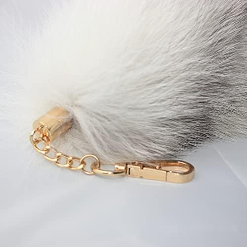 Fosrion Real Fox Tail Fur Cat Bites Toy with Three Section Retractable Carbon Fiber Rod(White, Only Tail)
