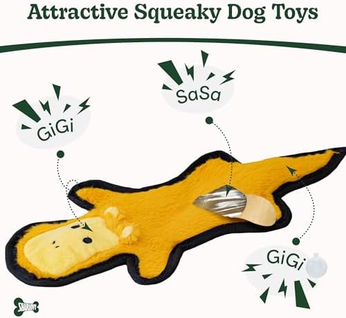 SHARLOVY No Stuffing Dog Toys Crinkle Squeaky, Long Lasting Chews for Aggressive, Durable Plush Dog Puppy Chew Toys for Teething, with 6 Tough Layers for Small Medium Large Breed-5 Pack,Medium