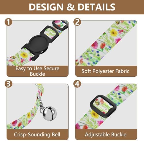 Meadow Colorful Flowers Easy to Wear Puppy Collar 2 Pack Collars for Puppies