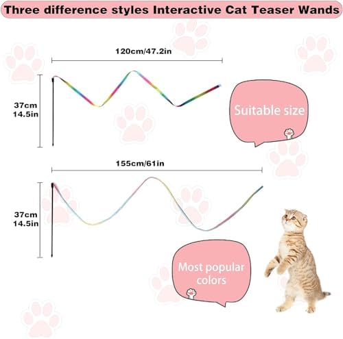 Cat Wand Toys Interactive Kitten Toys for Indoor Cats-2Pcs