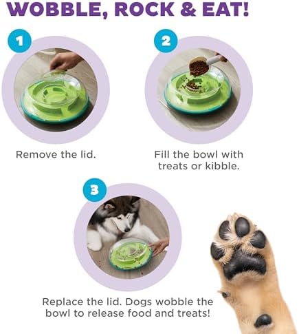 Outward Hound by Nina Ottosson Wobble Bowl Slow Feeder Dog Puzzle, Level 1 Beginner, 11.6 inches x 3.5 inches, Multicolored