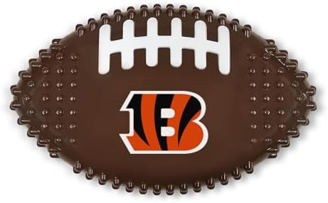 NFL Cincinnati Bengals Mega-chew Hard Nylon Bacon-flavored Dog Bone Football Chew Toy. Interactive Tasty Fun Dog Chew Toy. Indestructible Strong Durable Chew Toy Tough Pet Toys for Aggressive Chewers