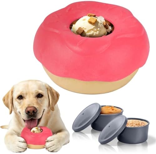 Dog Toy for Aggressive Chewers, Lick Bowl Freezable Treat Toy, Interactive Enrichment Toy, Mental Stimulation for Dogs, Keep Them Busy (Pink)