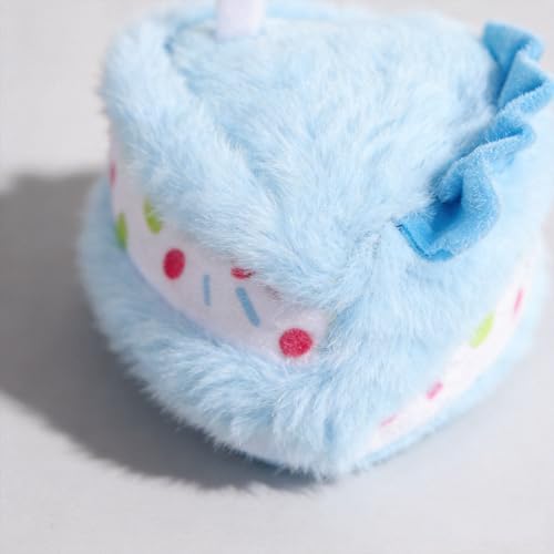 Dog Birthday Toy Plush - Interactive Puppy Gift Box for Birthday Dogs, Soft Chewable Toys for Small Medium Large Breeds, Cute Pet Supplies with Fun Food Design (Blue)