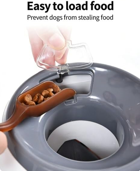 Dog Tennis Ball Launcher with Treat Dispenser, Interactive Puzzle Toy for Dogs, 2-in-1 Fetch Training Machine, Slow Feeder Reward Toy for Medium Large Dogs Indoor Outdoor(A)