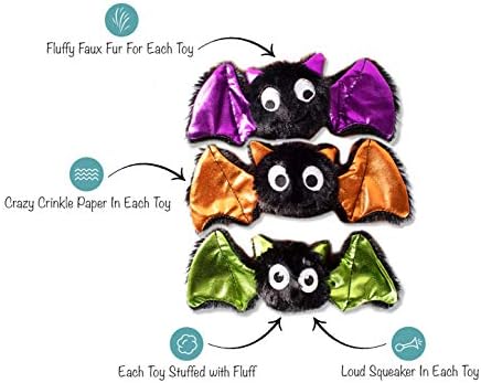 Fringe Studio Mini Dog Toy Set, Bats Bats Bats, Set of 3 (289453)
