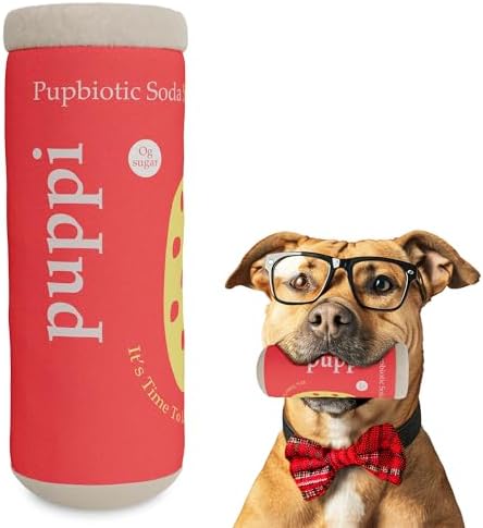 Soda Can Parody Dog Toy – Funny Squeaky Dog Toys for Interactive Play and Training – Durable, Easy to Clean, Birthday Gifts for Small, Medium and Large Dogs