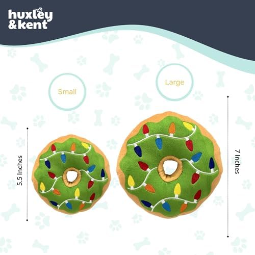Huxley & Kent Power Plush Squeaky Dog Toy, Lit Donut, Large