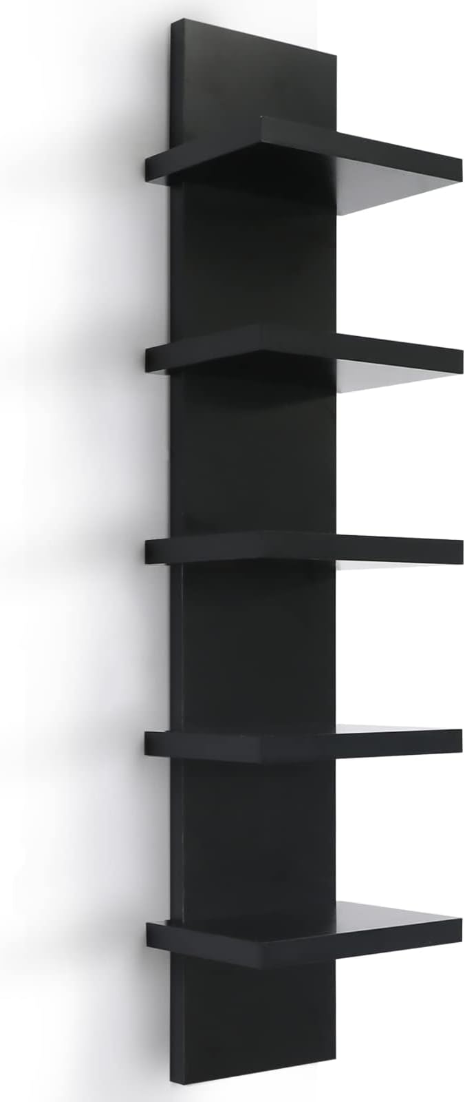 Small 5 Tier Wall Shelves, Black | Vertical Wall Decor Mount, Floating Shelves, Lack Shelf For Bedrooms, Living Rooms, Bathroom, Dressing Room and Entryway