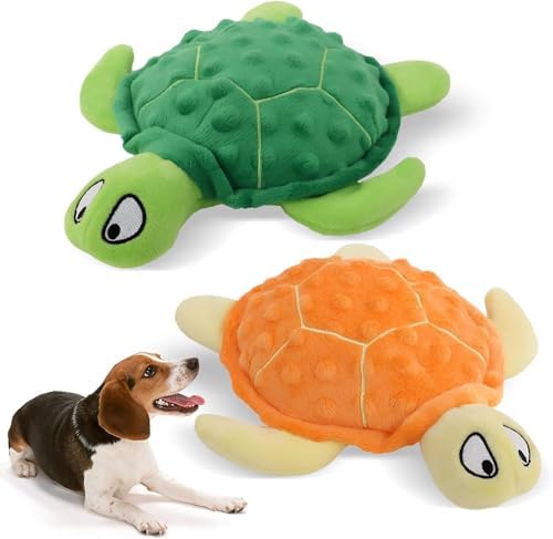 Squeaky Toys for Dogs, 2 Pack Turtle Dog Toy Plush Crinkle Dog Toys to Keep Them Busy, Interactive Squeak Stuffed Pet Chew Toys for Small to Medium Dogs Teething Training Reduce Boredom