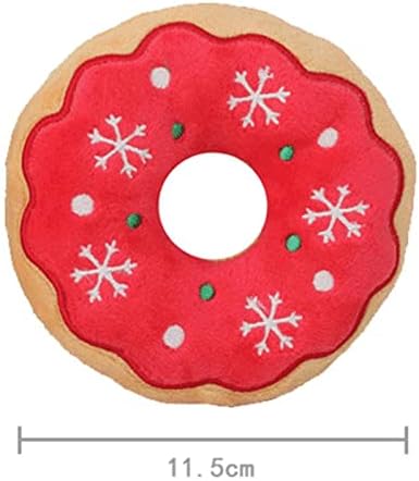 Dog Squeaky Toy Interactive Train Supplies Cloth Reduces Destructive Suitable for Small Medium Large Dog Pets, Red Donut