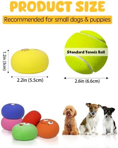 SCHITEC Squeaky Dog Toys, Funny Interactive Puppy Ball Toy, [6 Pack] Latex Rubber Squeak Pet Balls for Puppies Small Breed Dogs