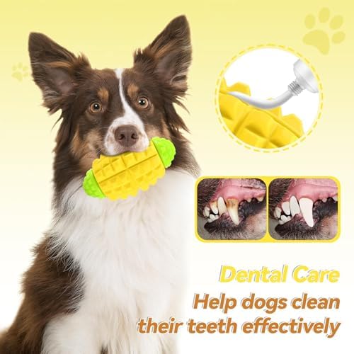 YINEYA Dog Toys for Aggressive Chewers, Tough Squeaker Dog Toys, Yellow