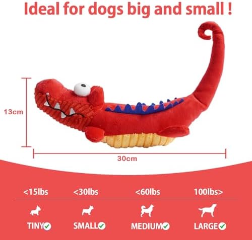 Tough Dog Toys Indestructible, Stuffed Chew Large Dog Toys to Keep Them Busy, Interactive Squeaky Tug of War Doggie Toy, Chew Guard Technology