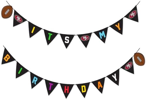 NFL San Francisco 49ers Birthday Party Banner Licensed Football Team Dog & Cat Birthday Decoration, NFL Dog Birthday Party Set and Costume, Football Fan Pet Party Supplies, Team-Themed Pawty Celebration Backdrop for Birthday Photos