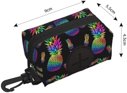 Colorful Neon Pineapple Black Dog Poop Bag Holder for Walking, Hiking, Running And Traveling