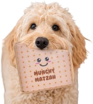 Rite Lite Chewdaica Matzah Dog Toy Crinkly Chewy Plush Dog Toy for Small Medium Dogs Cute Jewish Pet Toy Durable Matzah Shaped Dog Accessory Judaica Gift for Dog Owners Puppy Birthday Favor