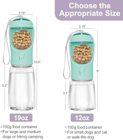 Portable Dog Water Bottle with Food Container, Drinking Bottle for Travel