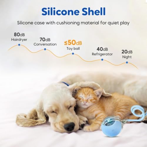 Interactive Cat Toy Ball, 2026 New Rechargeable Motion Activated Self Solo Play Electronic Stimulation Chase Teaser Ball Toy with Rope for Indoor Bored Adult Cat and Dog (Pink, 2pcs)