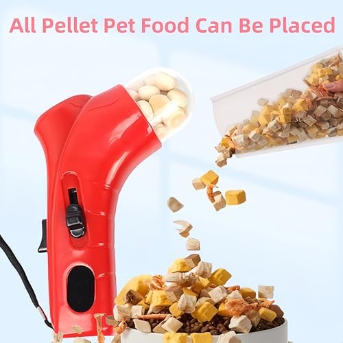 Cat Treat Launcher Gun – Interactive Pet Treat Shooter for Cats & Dogs, Handheld Cat Treat Dispenser, Pet Snack Catapult, Dog Food Launcher Toy for Training & Play (Red)