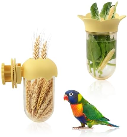 2 PCS Bird Food with Water Storage Design, Hanging Birds Feeder (Yellow)