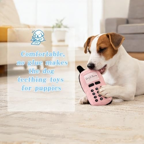 GLOGLOW Plush Dog Chew Toy with Crinkle Sound Squeaky - No Stuffing Puppy Teething Toys for Small Medium Dogs, Interactive Play for Boredom Relief, Red Blue 15cm