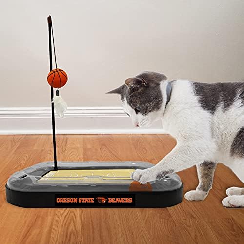 Cat Scratch Toy NCAA Oregon State Beavers Reversible Basketball Court Felt/Cardboard Cat Scratcher Toy. Interactive Cat Ball Bell Tracks. 6-in-1 CAT Toy: Cat Wand Poll Catnip-Filled Plush Basketball