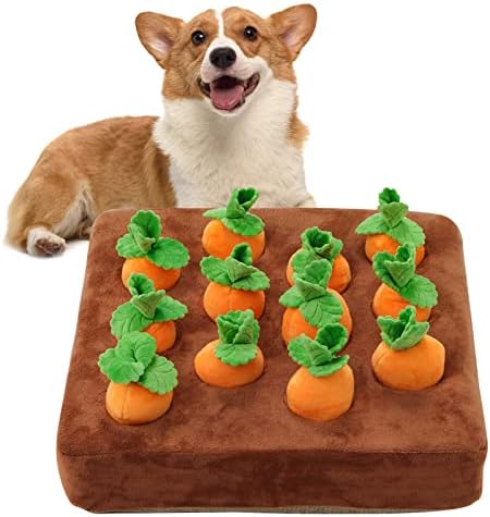 Snuffle Mat & Carrot Puzzle Toy for Dogs, Enrichment Toys with 12 Carrots