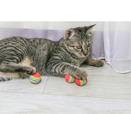 Bepets 12PCS Foam Balls for Cats, Colorful Rainbow Cat Toy Sponge Balls Soft Pet Toy