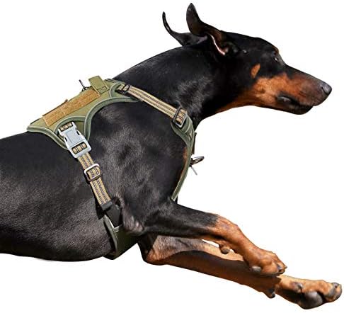 BUMBIN Tactical Dog Harness for Large Dogs No Pull, Famous TIK Tok No Pull Dog Harness, Fit Smart Reflective Pet Walking Harness for Training, Adjustable Dog Vest Harness with Handle Green XL
