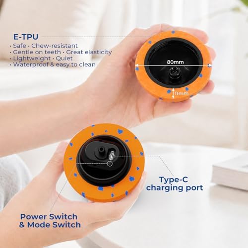 Fsitego Interactive Dog Ball Toys, Automatic Moving Bouncing, Rotating Smart Dog Toy for Small, Medium, Large to Keep Them Busy, Durable E-TPU Material & IP65 Waterproof, 5H Continuous Use(Orange)
