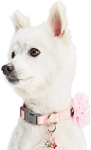 Blueberry Pet Princess Accessory Set of Floral Collar Accessory and Pedant for Dogs & Cats, Pink Flower Decor and Pendant