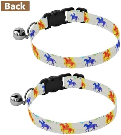 Rainbow Horse Riders Soft Cat Collar, 2 Pack Dog Bell Collar