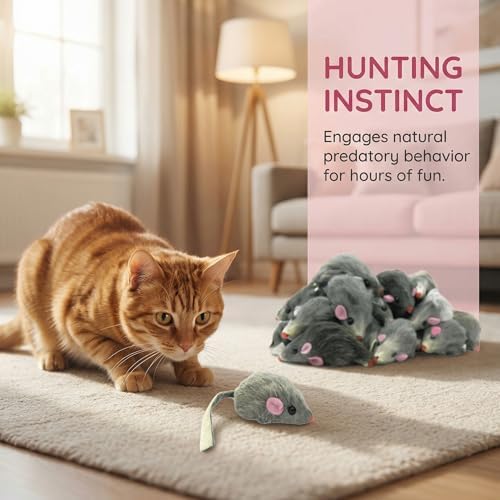 5Pcs Gray Fur Rattle Mouse Cat, Interactive Pet Play Mice, Animal for Cats, Pet Supplies