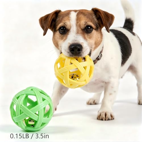 2PCS pet Bell Ball Toy,Suitable for Dogs, Cats, and Other Animals. Safe and Durable, bite-Resistant Design, Promotes Activity, an Essential Daily Plaything for Pets. (Green and Yellow)