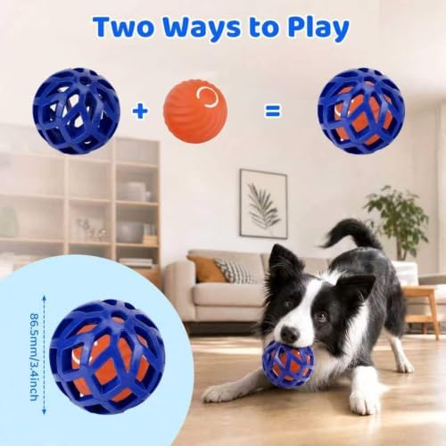 LDZ&CHX Interactive Dog Ball with Rubber Cover, Durable Dog Toys to Keep Them Busy, Automatic Moving Dog Balls for Indoor Play,Rubber Cover Protects Dog Teeth,Not for Heavy Chewers