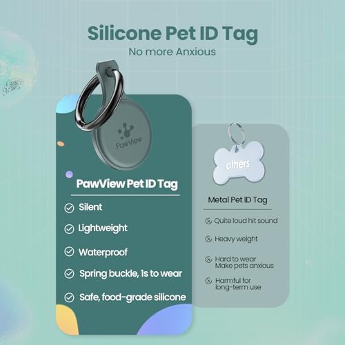 QR Code Pet ID Tag, Silent Silicone Dog ID Tag, Scan QR for Instant Location Alerts, Emergency Contacts, Modifiable Pet Online Profile and Privacy Control, 1Pack (Green)