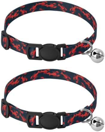 Red Lobster Small Dog Collar 2 Pack Soft Polyester Pet Collar Adjustable 10.6 to 17.1 Inches