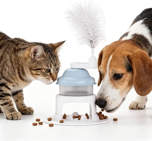 Interactive Cat Treat Dispenser Toy, Blue