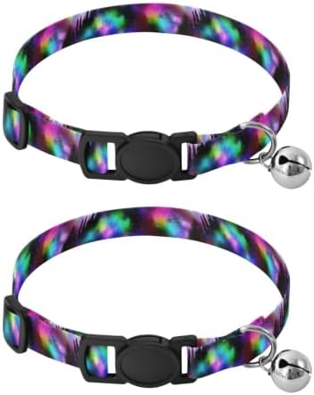 Colorful Galaxy Watercolor Adjustable Buckle Cat Collar 2 Pack Collar for Kitten