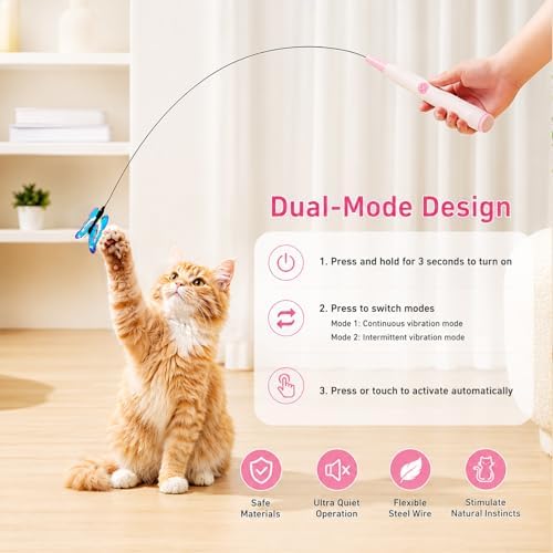 Automatic Butterfly Cat Toy, Interactive Wand with Suction Base