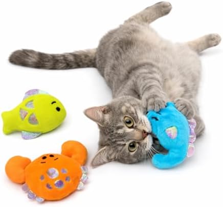 3-Pack Plush Catnip Cat Toys - Seashine Series