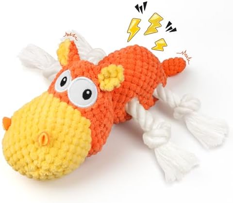TOOPTATE Hippo Squeaky Dog Toy, Yellow Orange, Medium